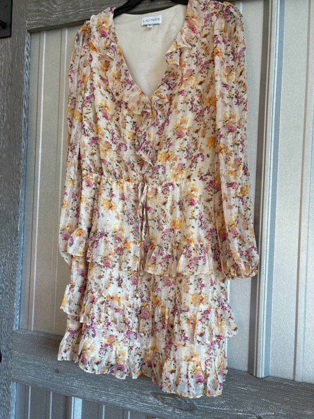 Lucy Paris cream floral ruffle mini dress Size Small EUR 38